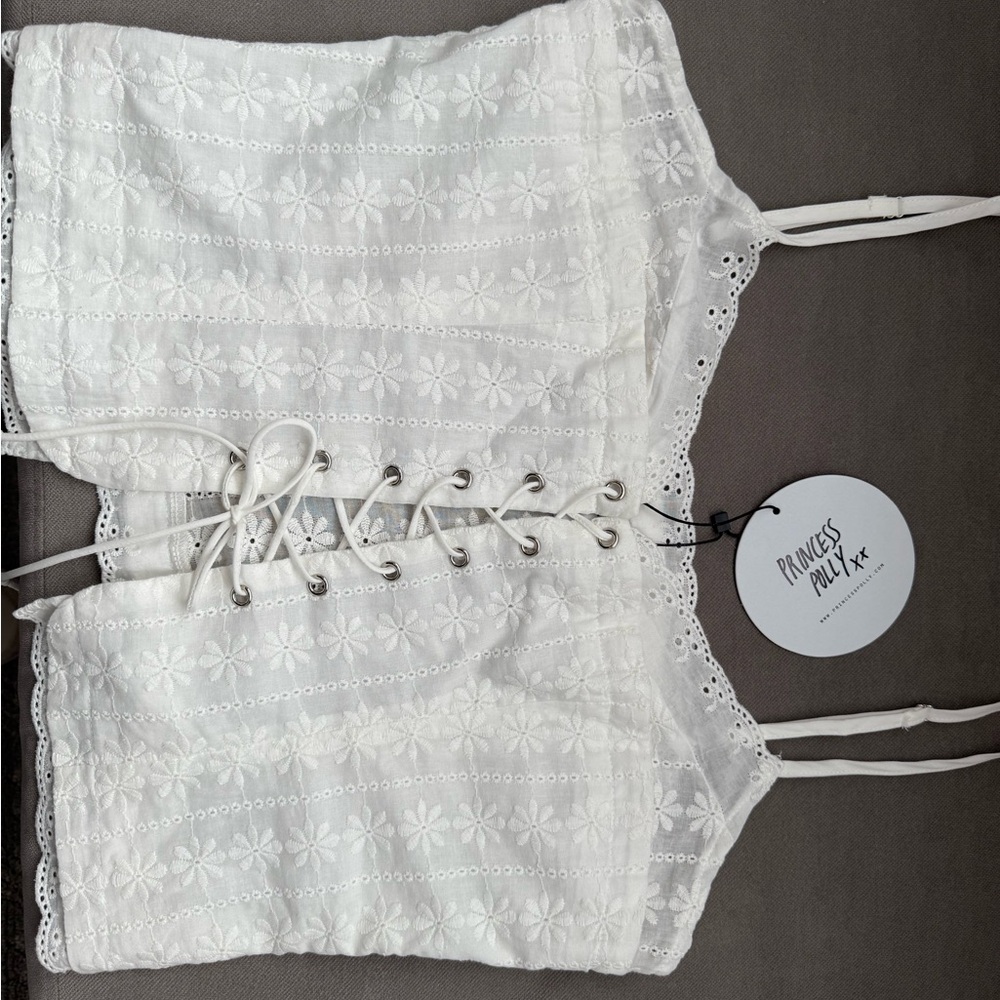 Princess Polly White Lace Crop Top